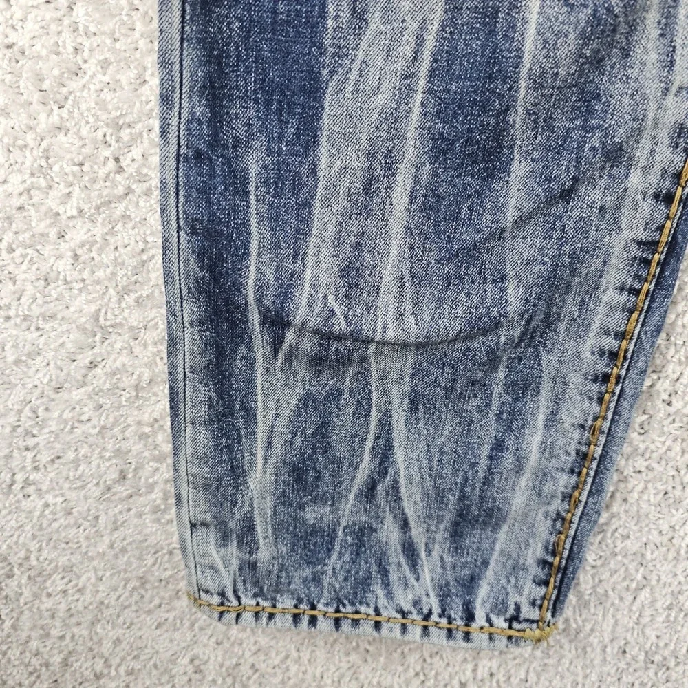 True Religion Ricky Jeans Men's Blue Relaxed Straight Acid Wash Jeans 36x33